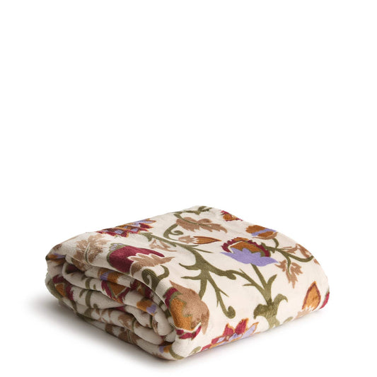 Plush Throw Blanket - Midnight Garden Paisley Antique White - Image 1